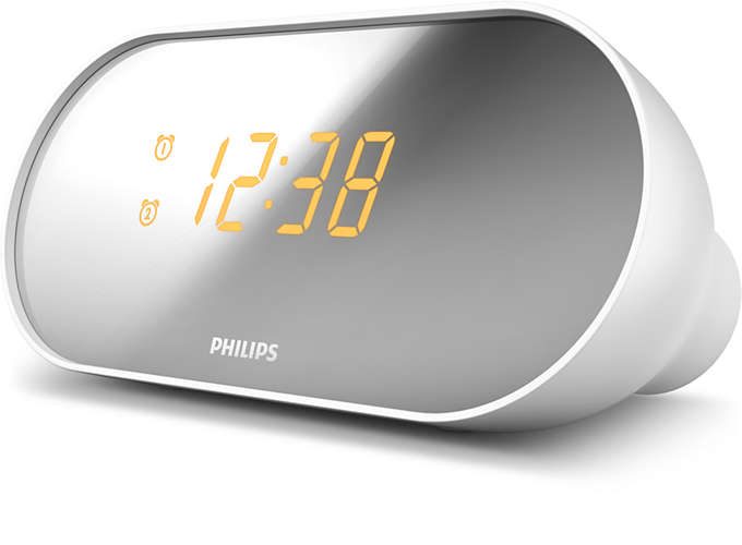 Philips Clock Radio Compact design Mirrorfinished display, Dual alarm